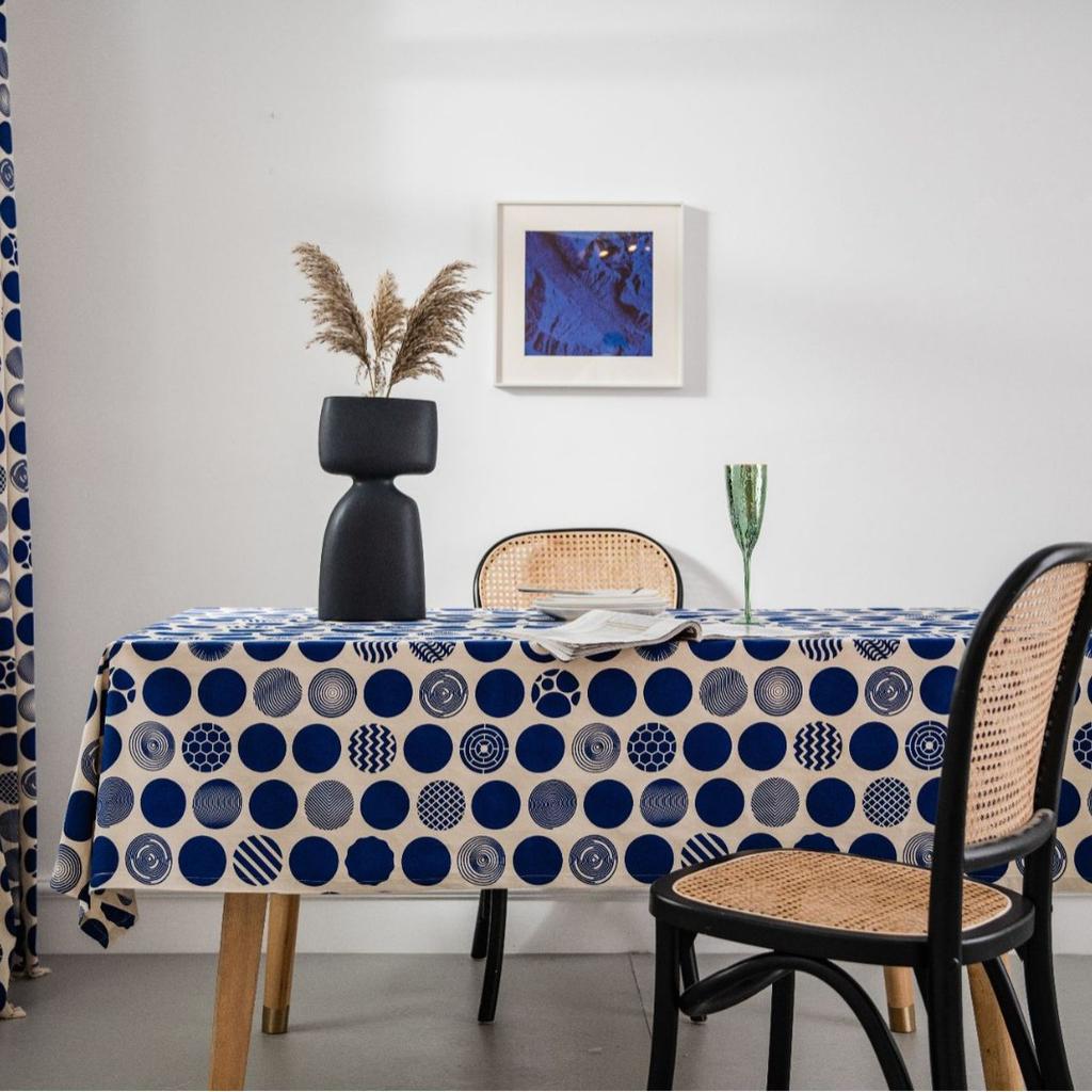 Tablecloth Cotton and Linen Printed Blue and White Porcelain Retro Tablecloth Restaurant Cloth Tablecloth