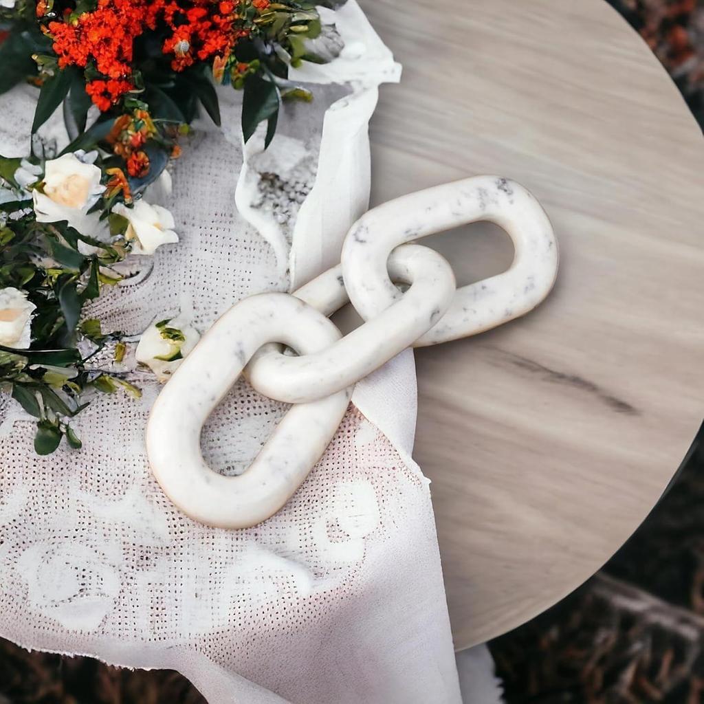 Elegant Marble Chain Link Knot- Modern Coffee Table Decor Items- Bookshelf Home Decor, Table Decorations for Living Room