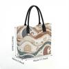  Boho Wave Print Canvas Tote Bag Fashion Large Capacity Casual Shoulder Handbag for Daily Shopping Travel