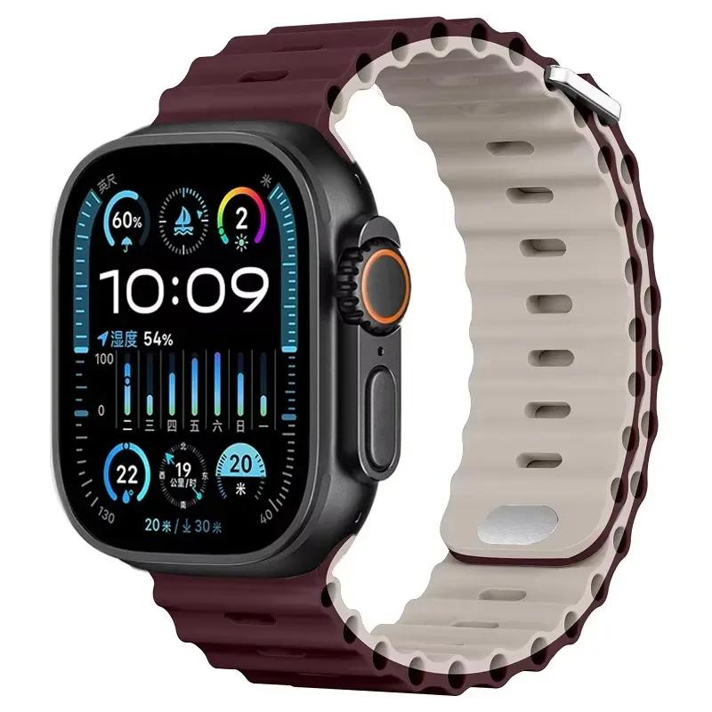 Силиконовый ремешок Ocean для Apple Watch Ultra 3/2 49 мм Серии 11/10 46 мм 42 мм 9 8 7 45 мм 41 мм Ремешок для часов iWatch 6 5 SE 44 40 мм