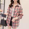 Shirt Large Size Long Classic Sleeve Single-breasted Collar Patch Pocket Loose Plaid Print Casual Shirt Blouse