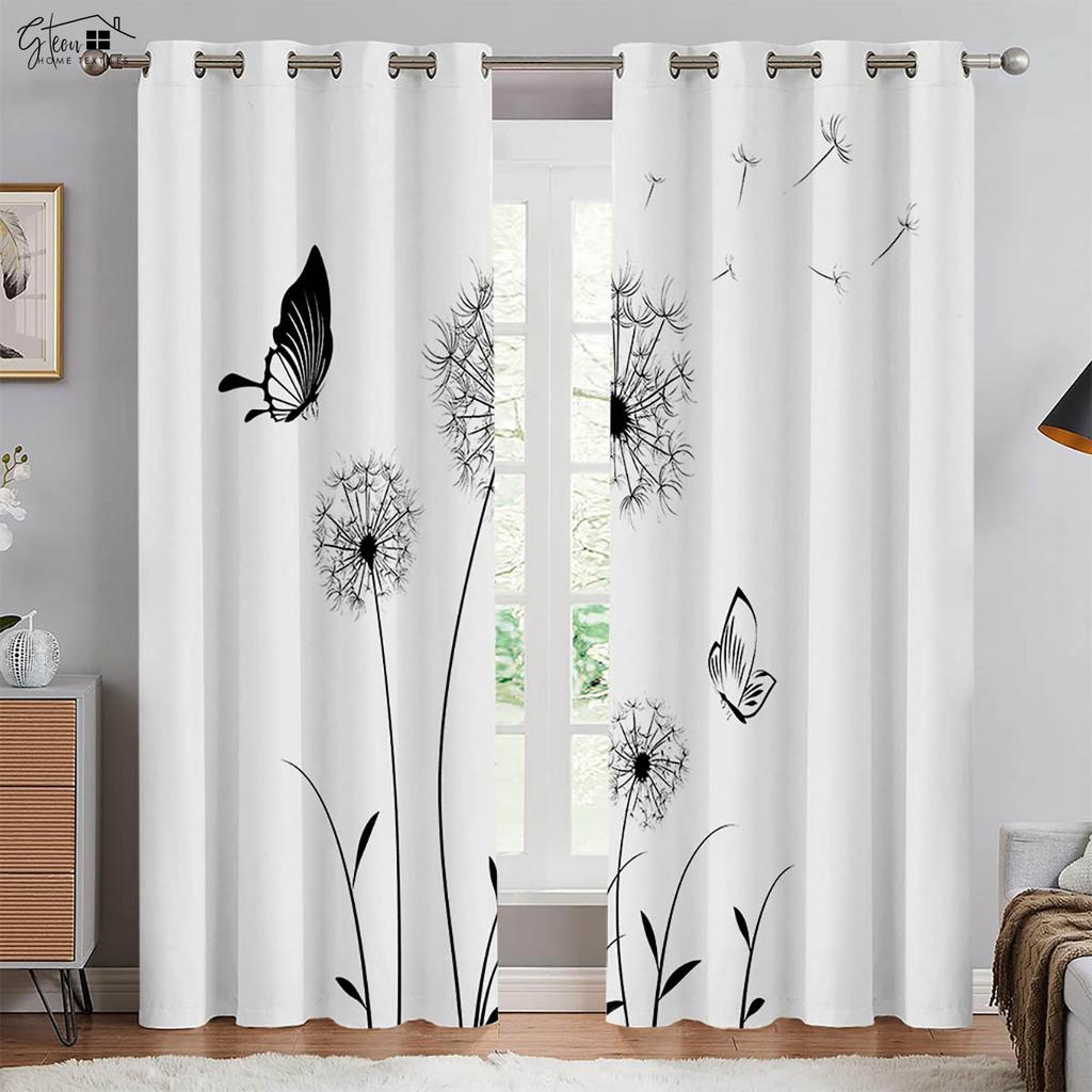 Retro Pastoral Butterfly Flower 3D Printing Curtains Beautiful And Fresh Bedroom Living Room Study Polyester Fiber Curtains 2PCS