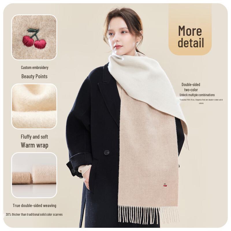 JIUMU Женский шарф из чистой шерсти с вышивкой