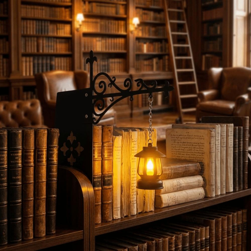Винтажный Хэллоуинский светильник для чтения Металлический книжный стеллаж Призрачный свет Библиотечная лампа для чтения Книжный стеллаж