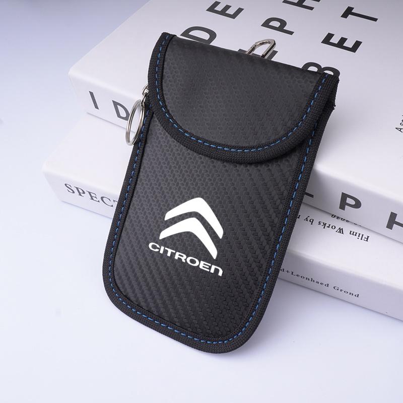 Leather Car Key Case Signal Blocker Bag Shielding Pocket For Citroen C1 C2 C3 Grand C4 Picasso C4L VTS C-ELYSEE DS Accessories aje256