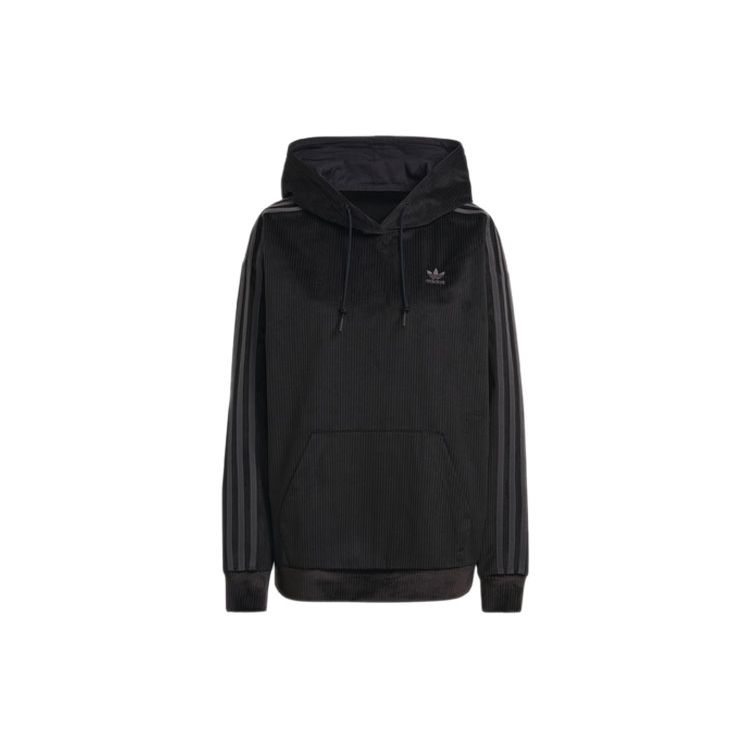 adidas Оригинальный вельветовый худи свободного кроя женский свитшот черный GU0811