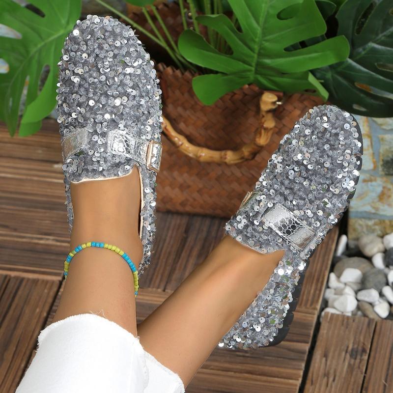 Flat Shoes for Women Glitter Sneakers Casual Female Slip-On Bling Platform Comfortable Plus Size Loafer Shoes Zapatos De Mujer