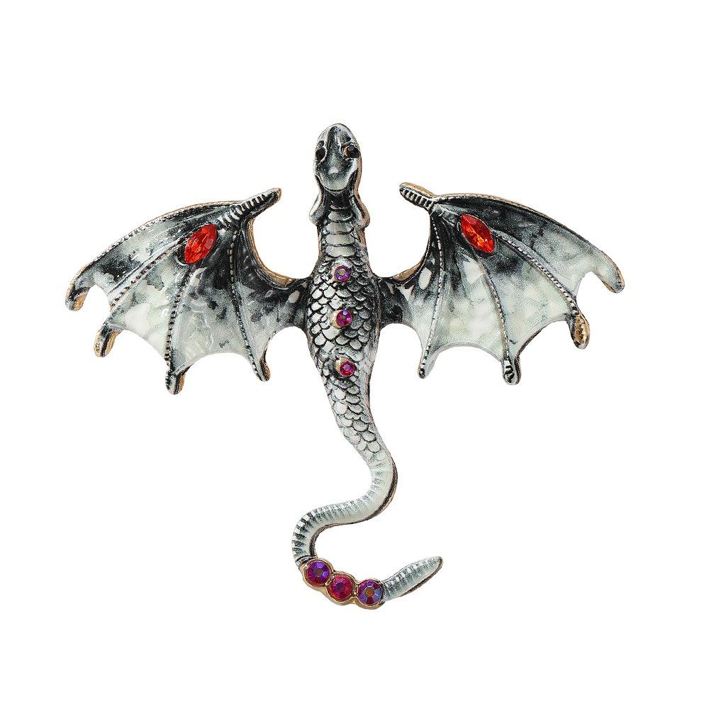 Zinc Zinc Zinc Alloy Crystal Wing Dragon Pin Colorful Rhinestone Animal Dragon Brooch  Daily Wear