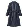 Women’s Coats Faux Leather Lapel Windbreaker PU Loose Three Row Button Trench Coat Classic Overcoat with Belt Autumn Winter Outer Wear
