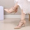 New Women's Shoes Rivets Sandals Female Summer Thick with Fine with High-heeled Shoes Pointed Stiletto Sexy Nightclub Shoes