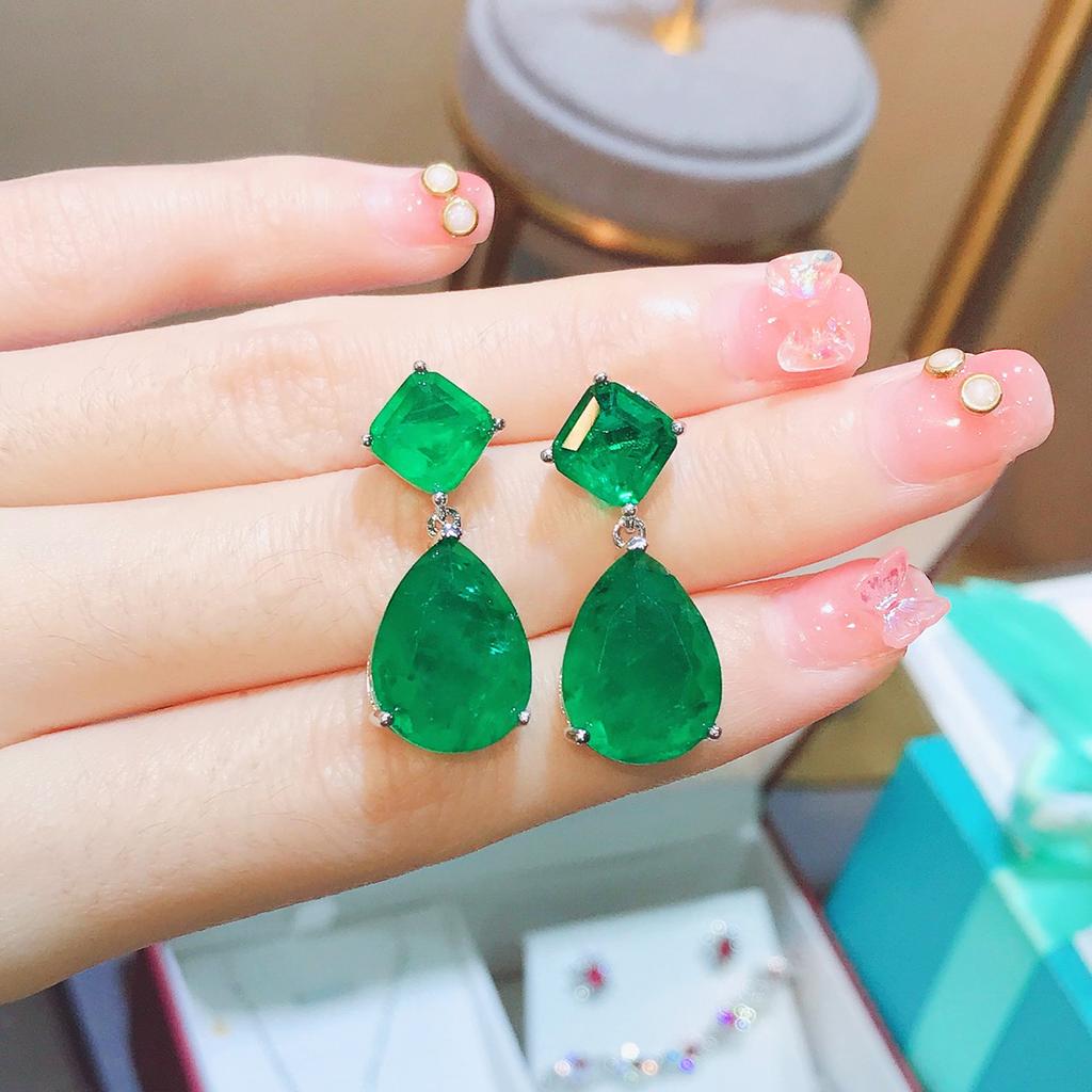 Имитация изумрудных серег для женщин, простые синие серьги Параиба, имитация ювелирных изделий.