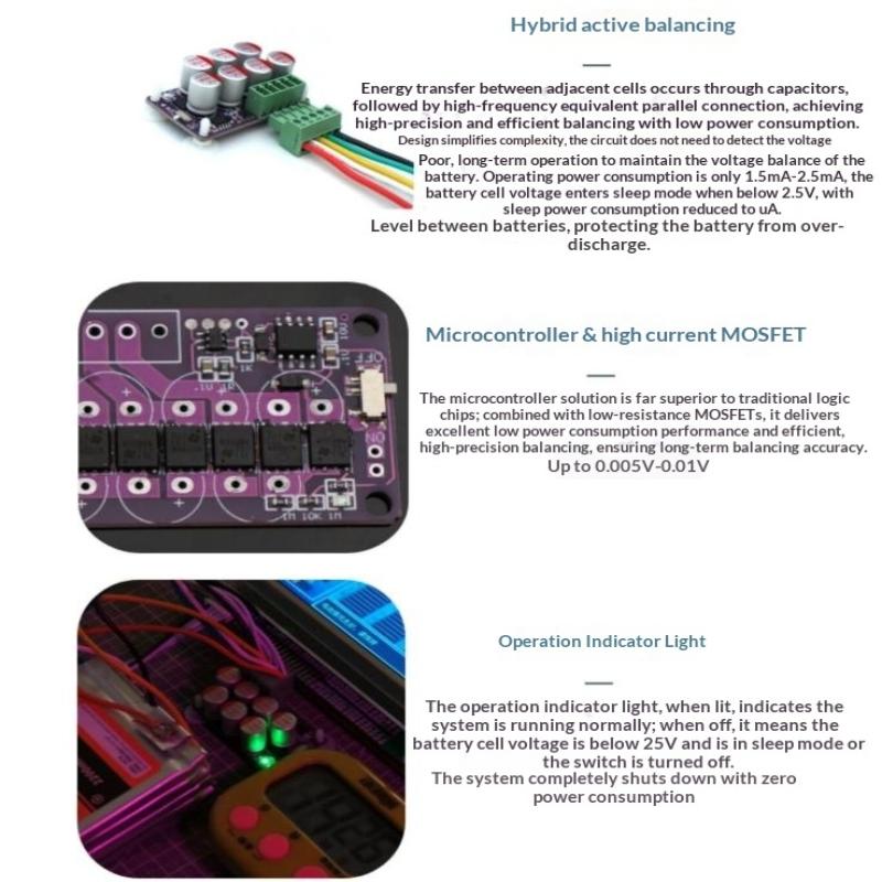 Активная балансировочная плата BMS 6A Hybrid 3S 4S 6S 8S 17S для LiFePO4 18650 Литиевых Аккумуляторов Балансировка Напряжения