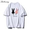 Shellsuning Cute Bunny Graphic Printed T Shirts Women Summer Casual Loose O Neck Short Sleeve Tees Female Trendy 100% Cotton Tops Lady