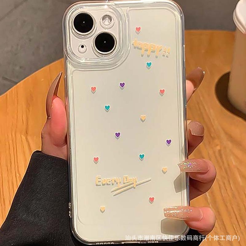 Полноэкранное маленькое сердце подходит для прозрачных TPU чехлов для iPhone 11/12/13/14/15/16 Pro Max