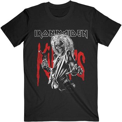 Футболка классической рок-метал группы Iron Maiden Killers Eddie с эффектом потертости, черная