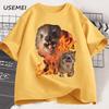 Funny Rock Hyrax Fire Meme Tee Shirt Men Women Stupid T-shirt Ugly Unhinged Tshirt Summer Cotton Opossum Raccoon Tops Oversized