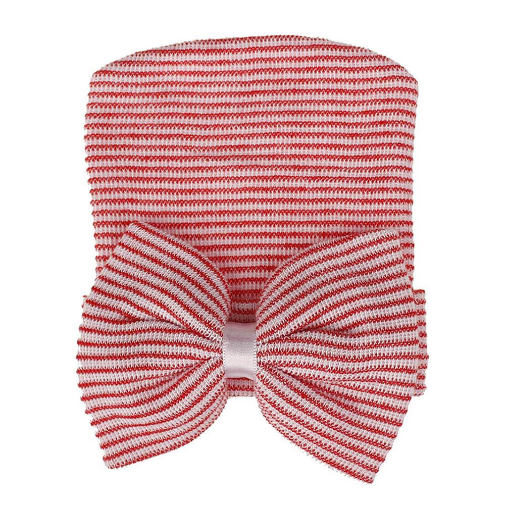 Stripe Infant Hat For 0-6 Month Newborn Baby Hospital Hat Soft Cotton Cute Big Bow Beanie Cap Winter Turban Hats for Baby Girls