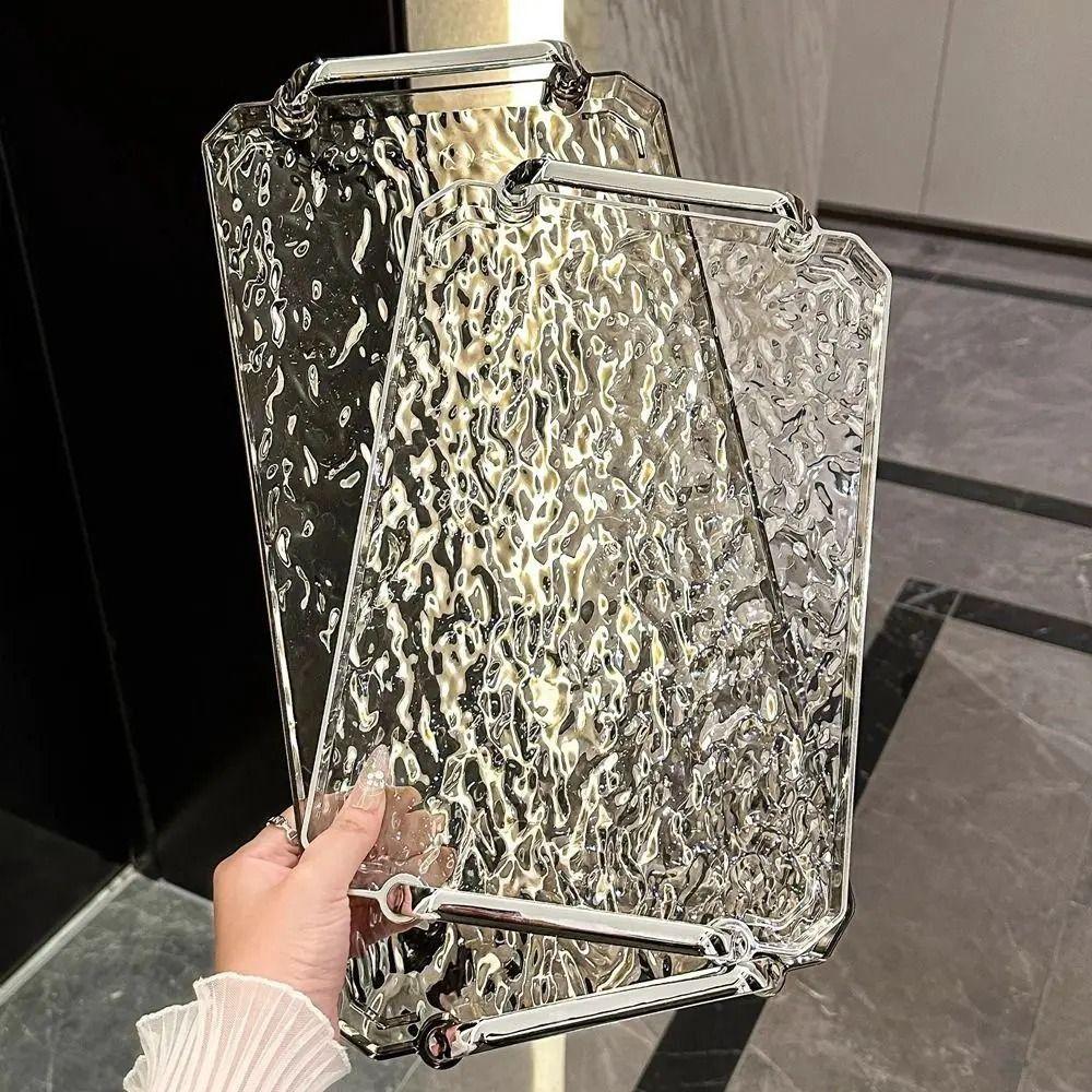 Декоративный поднос для хранения с эффектом ряби воды Легкая роскошь Десертная тарелка Прозрачный поднос для чайных чашек Домашний