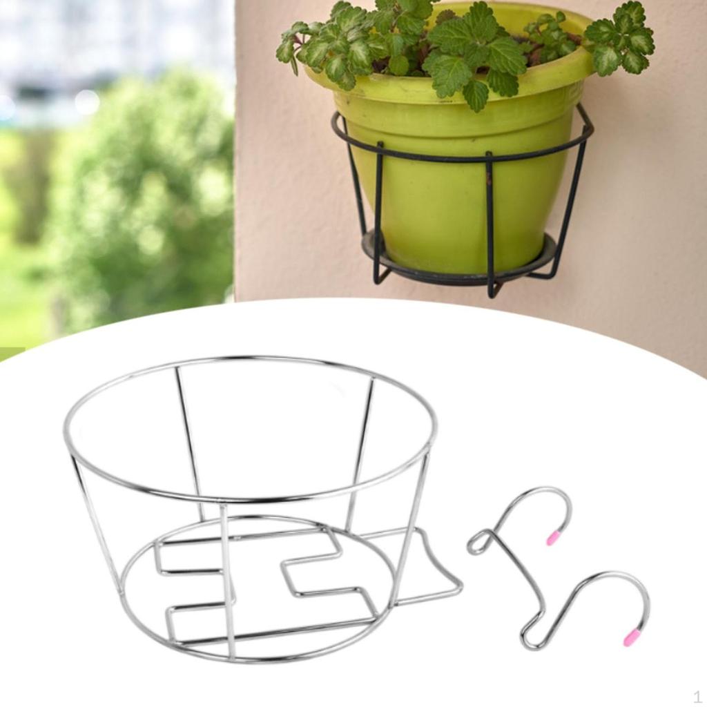 Stainless Steel Hanging Railing Planter Potted Stand Basket Lightweight Plant Rack for Home Backyard