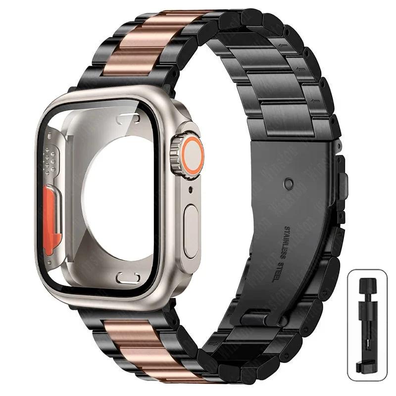 Сменить на Ультра Кейс+Ремешок для Apple Watch 40 мм 44 мм 41 мм 45 мм Металлический Ремешок из Нержавеющей Стали для iWatch Серии Серии 98 7 6 SE 5 4