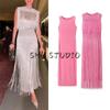 Summer New Product Women's Clothes Fashion Style Round Neck Sleeveless Decorated Tassel Knitting Evening Dress Clothing Dress Two-piece Set