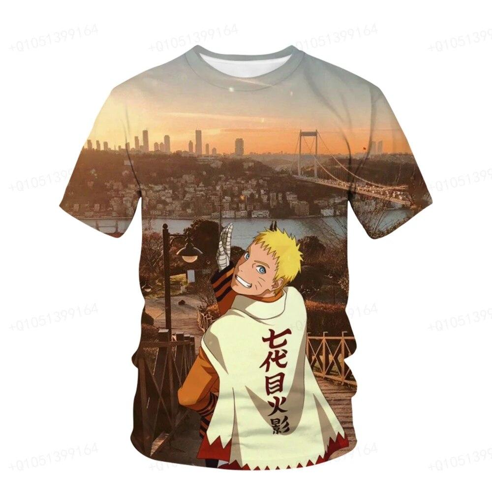 Летняя футболка с 3D принтом Наруто в стиле Харадзюку в стиле хип-хоп, повседневная крутая футболка Наруто, спортивная уличная одежда для детей и мужчин