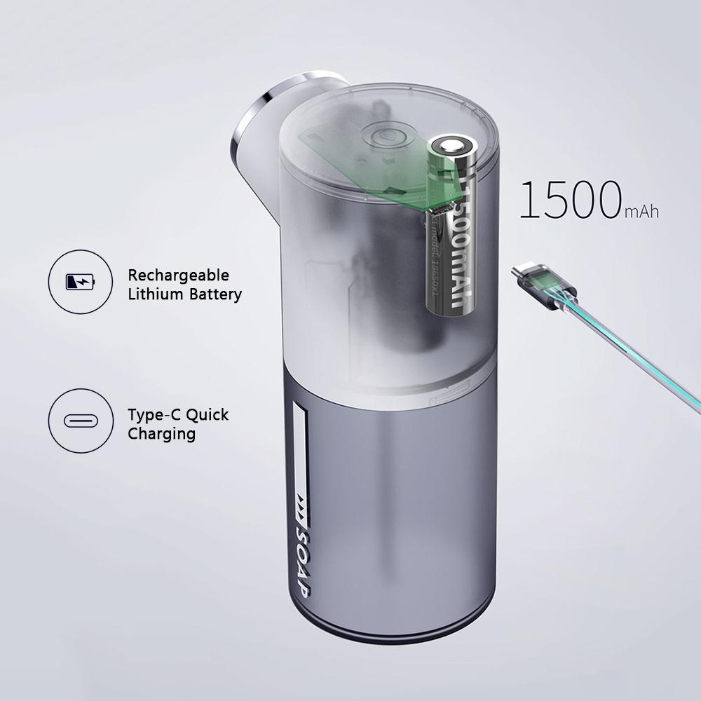 Автоматический дозатор мыла, бесконтактный, емкость 320 мл, дисплей температуры, плотная пена, стиральная машина для рук, 1500 мАч, перезаряжаемые автоматические дозаторы мыла