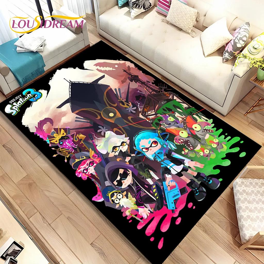 Игры, Splatoon, Мультяшный ковер с изображением геймеров, Ковер для гостиной, спальни, дивана, Придверный коврик, Декорация, Детский нескользящий коврик для пола