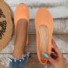 Women's Breathable Knitted Flats - Solid Color, Round Toe, Casual & Lightweight.