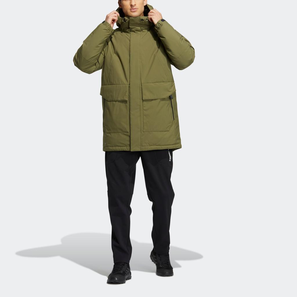 adidas Terrex Mid Down Hooded Jacket Мужская верхняя одежда Военно-зеленый HM9716