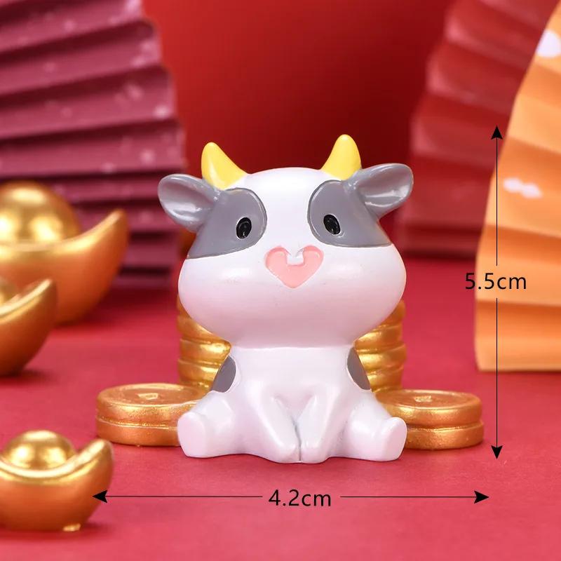 Micro Landscape Resin Desktop Decoration Wealth Fortune Cow Decoration Hold Silver Ingot Sleeping Gold Coin Bag Decoration