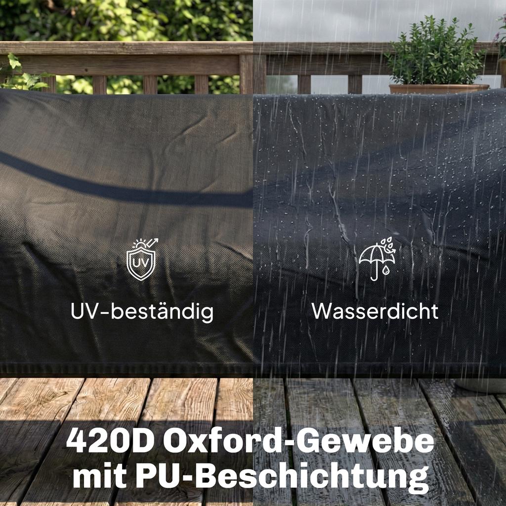 2-Seater Garden Swing Cover, Waterproof Protective Cover, Windproof and UV-Resistant, 420D Oxford Fabric