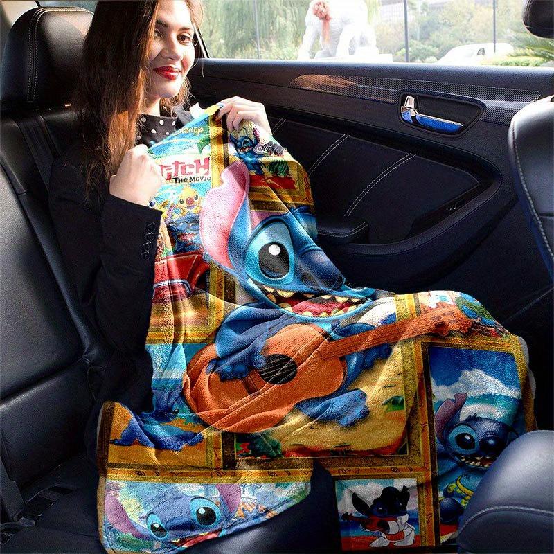 Плед Lilo & Stitch Ультрамягкий, Теплый, Уютный Плед для Гостиной, Дивана, Аксессуар для Путешествий на Четыре Сезона Милый Мультяшный Персонаж Домашний Декор