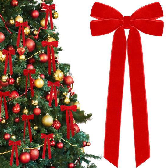 12 шт. Рождественские бархатные банты, деревенские винтажные бархатные ленточные банты для DIY поделок, упаковки подарков, гирлянды для елки, венка, рождественского украшения