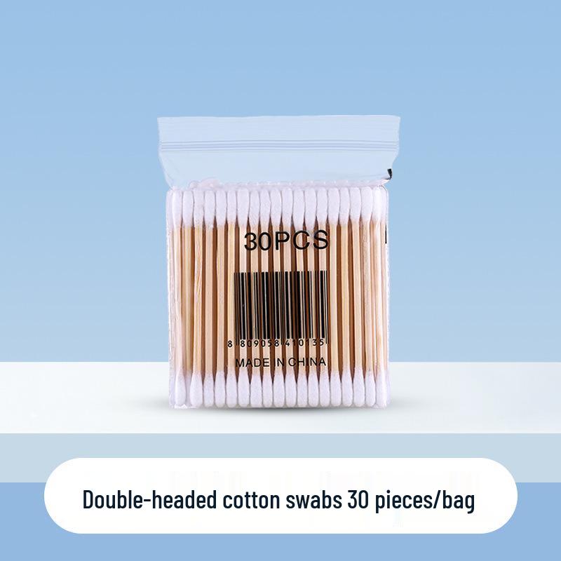 Dual-Head Cotton Swabs: 100pcs Wooden Stick Makeup & Ear Cleaning Swabs with Pointed & Round Heads