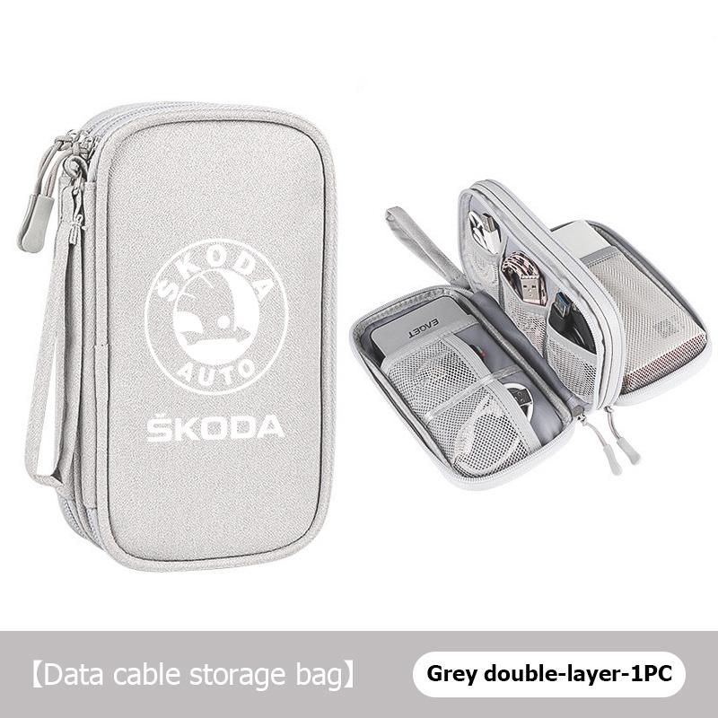 AAFO1 Oxford Cloth Car Styling Digital Data Line Box Travel Organizer Trunk Storage Bag For Skoda Fabia Kamiq Superb Scala Enyaq-iV