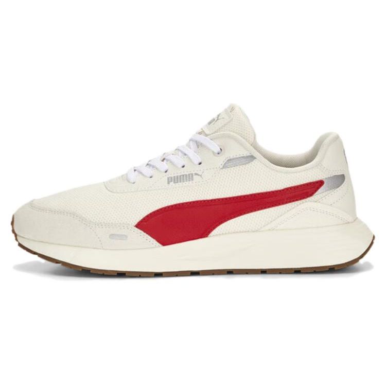 Puma Runtamed Series Fabric Two-Layer Cowhide Synthetic Leather Sports Low-Top Lifestyle Shoes Unisex Sneakers White Red 389236-05