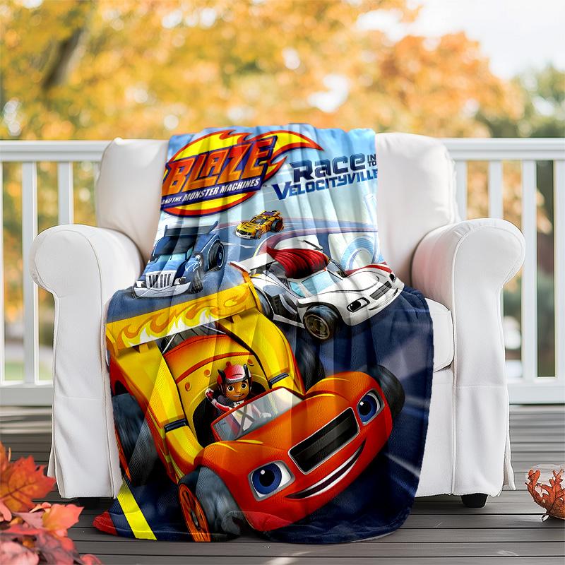 1pc Blaze and the Monster Machines3 Theme Blanket - Digital Print, Polyester, Cozy for All Seasons, Perfect for Outdoor, and Travel