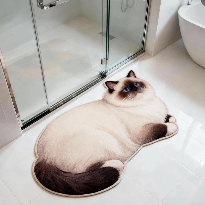 Quick Drying Cat Shaped Diatomite Bath Mat Ensures Non Slip Stability
