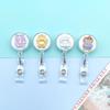 Cute Cartoon Resin Crystal Retractable Badge Reel ID Lanyard Name Tag Card Badge Holder Reels Keychain Card Holder Accessories