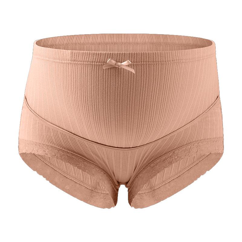 Дышащие трусики для беременных больших размеров с высокой талией, кружевной отделкой и регулируемой ребристой поддержкой живота