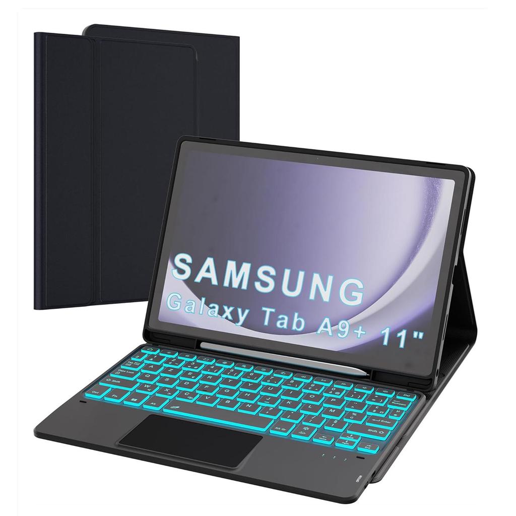 Чехол-клавиатура Bluetooth для планшета Samsung TABA9+ Plus с тачпадом, подсветкой и слотом для стилуса (французкий язык)