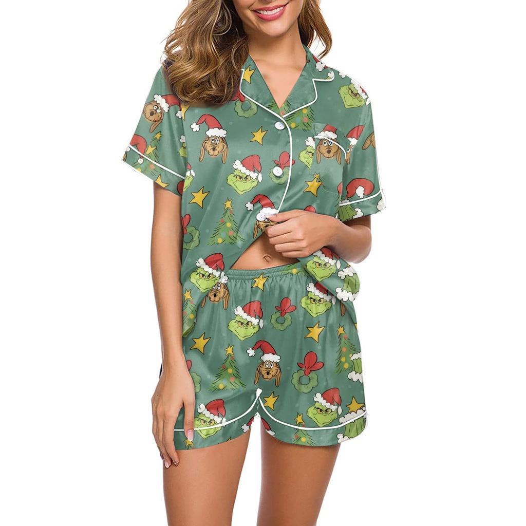 Женский модный домашний пижамный комплект Домашняя одежда Пижама с коротким рукавом Шорты Комплект из двух предметов