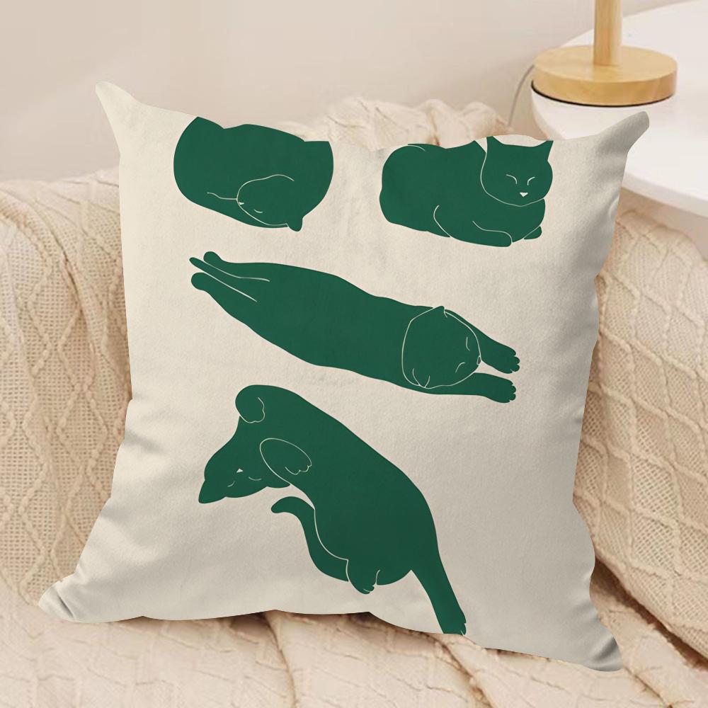 Minimalist Sleepy Cats Cushion Cover Soft Plush Fabric DoubleSided Printed Cushion Covers for All Seasons Modern HomeDecor Gift