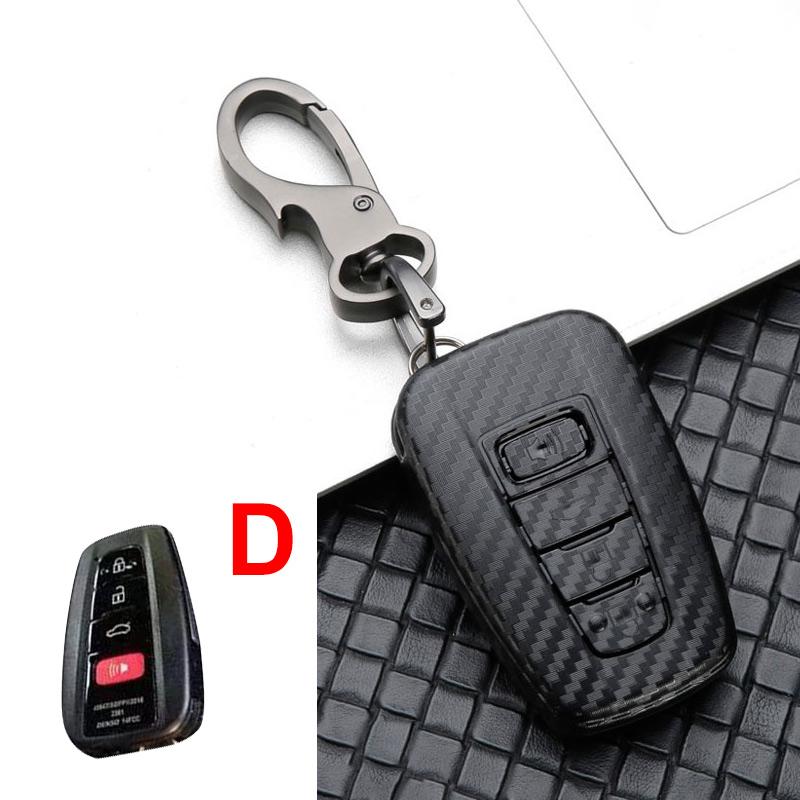 Чехол для ключей из углеродного волокна для Toyota C-HR CHR RAV4 RAV 4 Corolla Camry Avalon Land Cruiser Prado Prius   