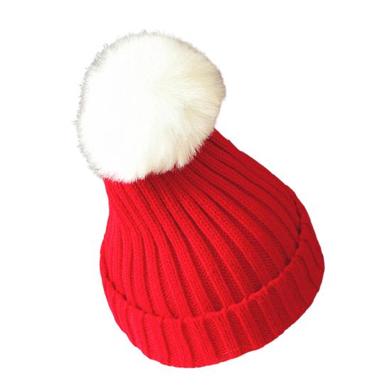 Зимняя детская шапка унисекс вязаная шапка эластичная утолщенная однотонная искусственный меховой шарик декоративная теплая повседневная шапка головной убор для улицы для детей 4-8 лет