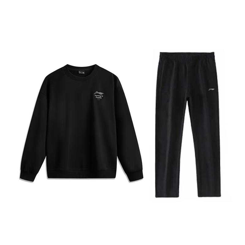 Li Ning Логотип с надписью Модный Ретро Свободный Удобный Пуловер с круглым вырезом Толстовка с длинным рукавом Повседневный Спортивный костюм AWDVK1-1-AKL81-1