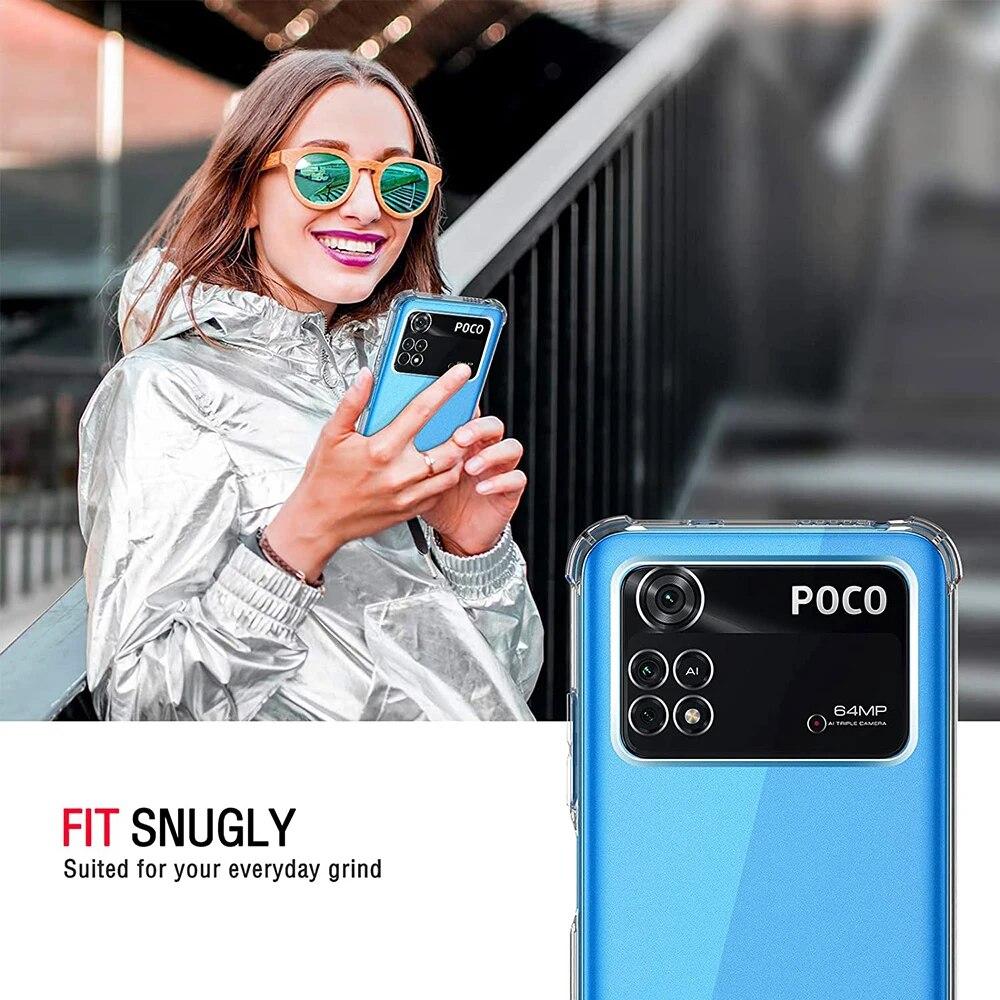 Противоударный силиконовый мягкий чехол для телефона с подушкой безопасности для Xiaomi POCO F3 F2 X4 X3 X2 M4 M3 Pro 5G, прозрачный ультратонкий задний прозрачный чехол