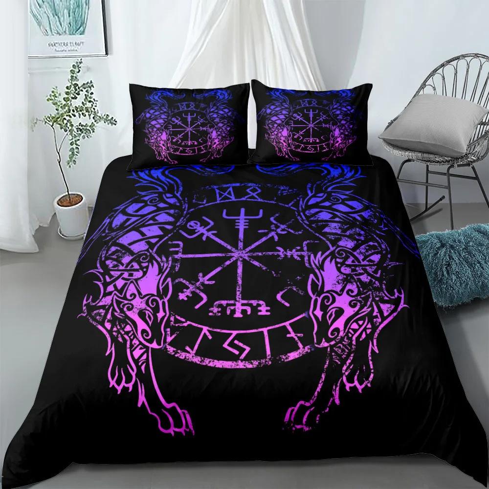Viking Printed Duvet Set Ancient Myth Themed Bedding Set Three-Piece Set