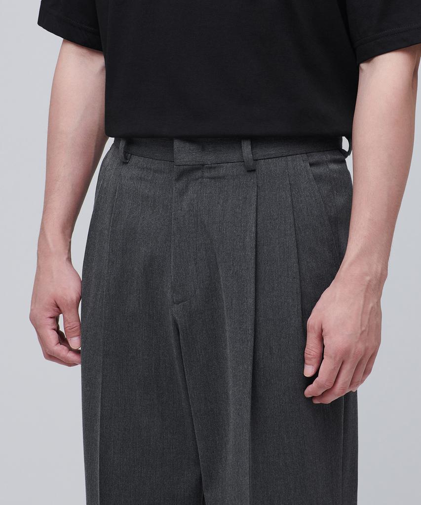 MUSINSA STANDARD Real Wide Belted Slacks [Medium Gray]